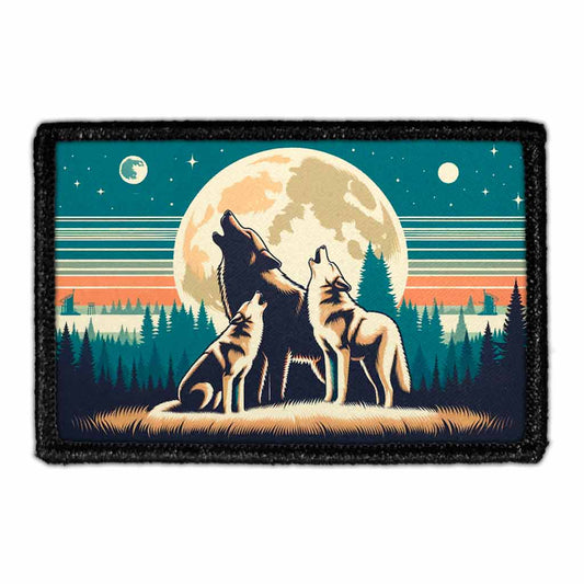 Vintage Wolves Howling AT The Moon - Removable Patch