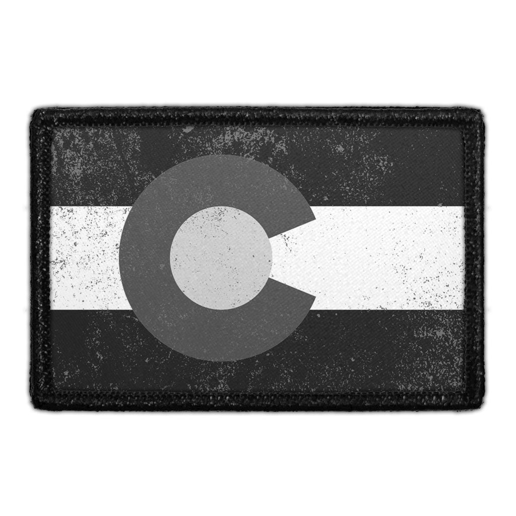 Colorado State Flag - Black and White - Distressed - Patch