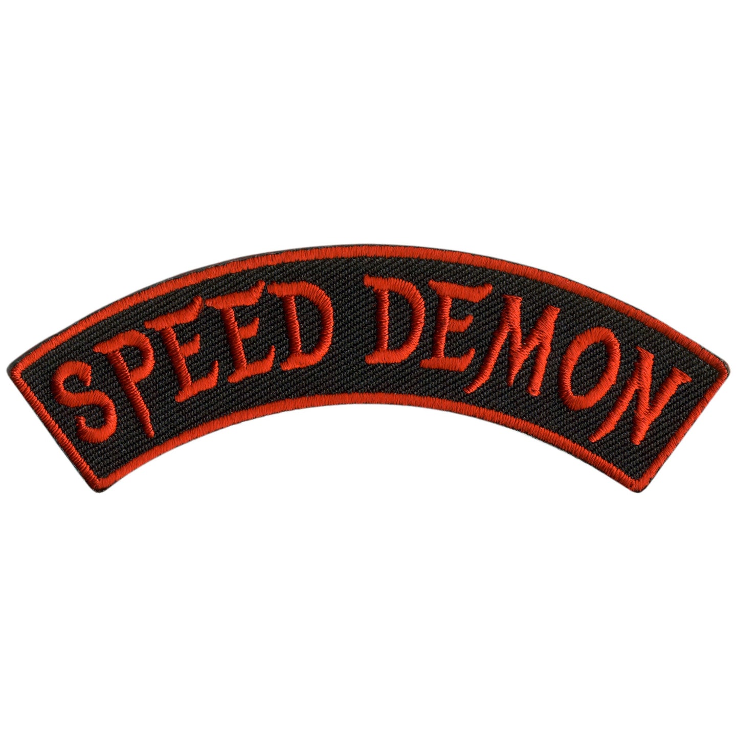 Hot Leathers Speed Demon Top Rocker Embroidered Patch - 4" W x 1" H - Iron-On or Sew-On - PPM4208