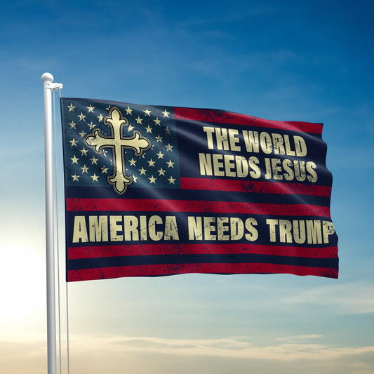 The World Needs Jesus America Needs Trump Flag - 2049
