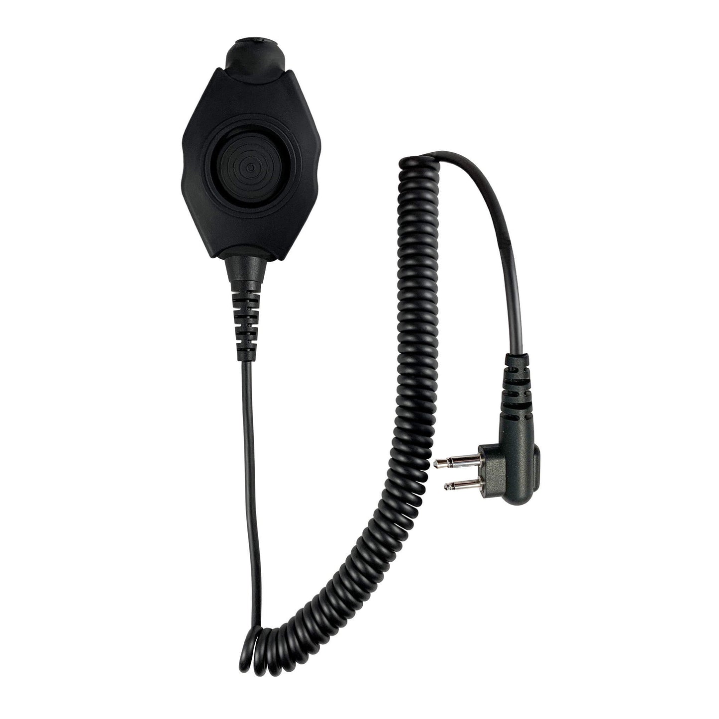 Tactical Radio Adapter/PTT for Headset(w/ Electret Mic): NATO/Military Wiring, OTTO, 3M Peltor ComTac, XPI, Helicopter, & More - 2 Pin Motorola HYT Tekk BearCom Blackbox & More