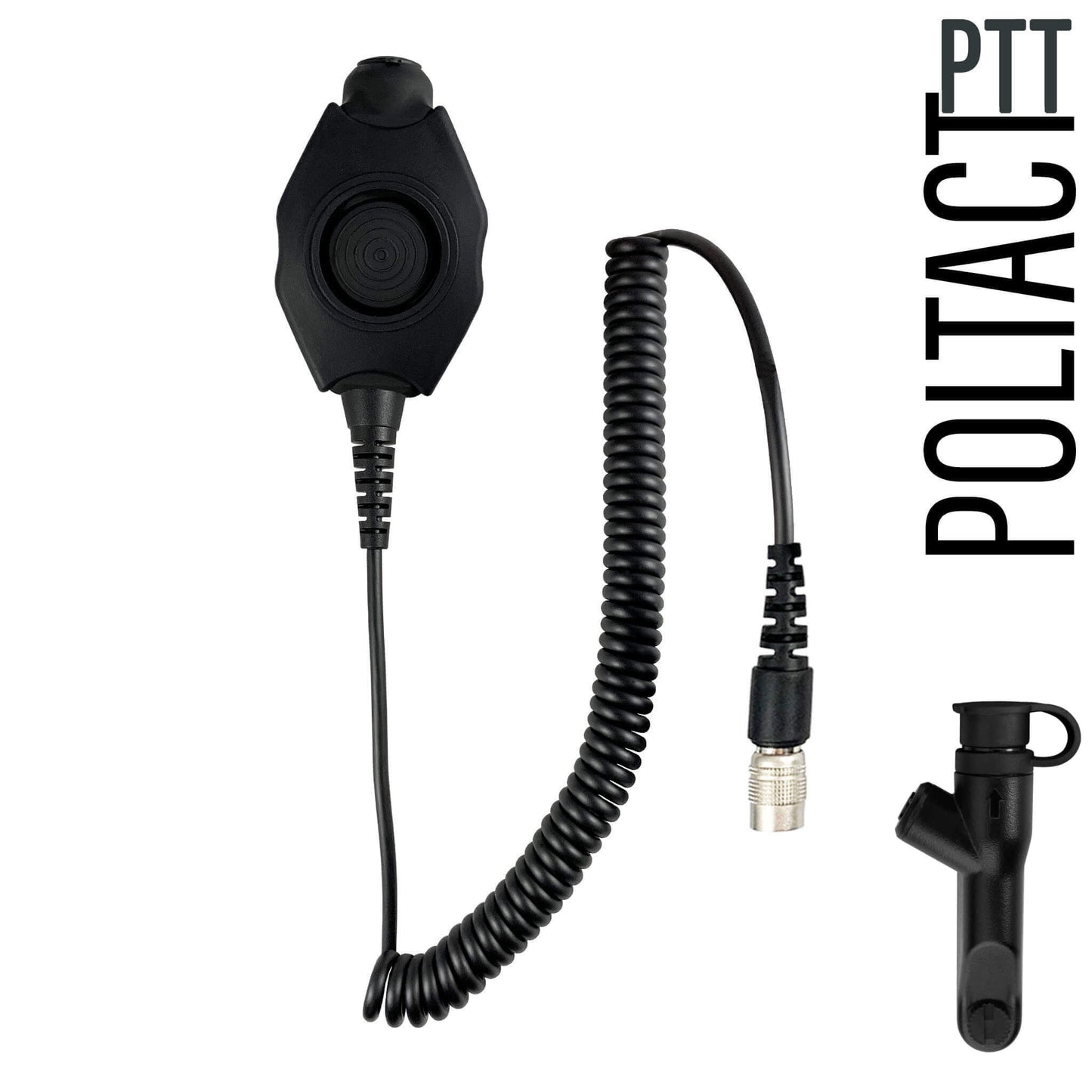 Tactical Radio Adapter/PTT for Headset w/ Quick Disconnect(Hirose): NATO/Military Wiring, Gentex, Ops-Core, OTTO, 3M Peltor ComTac, XPI, Helicopter, & More - Harris/Tait TP3000/7110/7100/8000/9000 Series