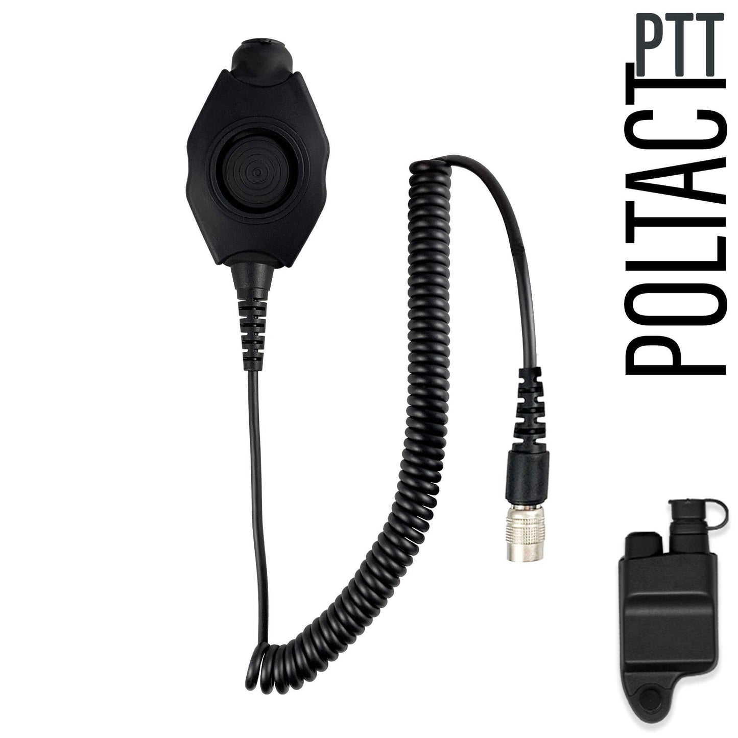 Tactical Radio Adapter/PTT for Headset w/ Quick Disconnect(Hirose): NATO/Military Wiring, Gentex, Ops-Core, OTTO, 3M Peltor ComTac, XPI, Helicopter, & More - Harris, M/A-Com: All P5300 P5400 P5500 P7300 Series, XG-15/25/75, XL-45, XL-95 & More