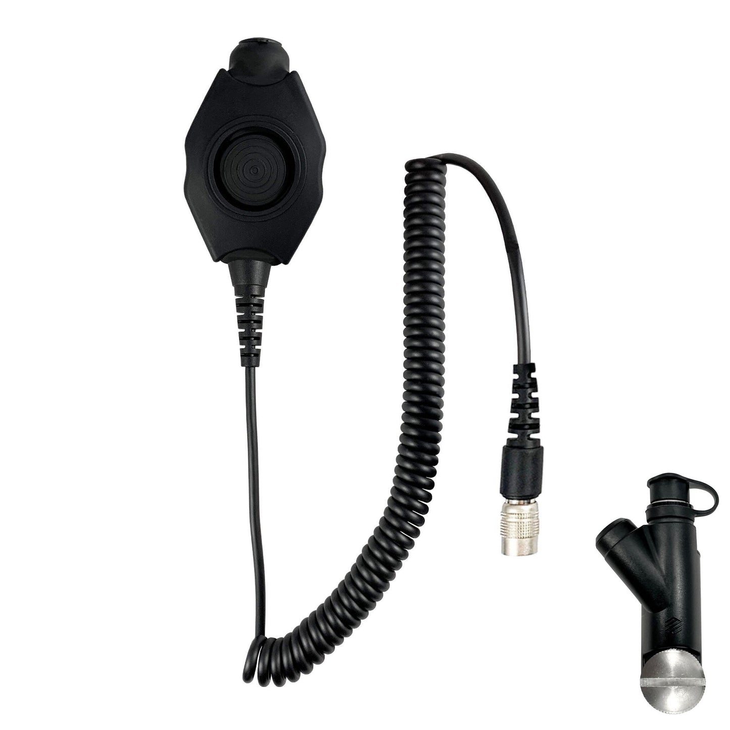 Tactical Radio Adapter/PTT for Headset w/ Quick Disconnect(Hirose): US/Civilian/"Peltor" Wiring, Select ComTac III, XPI Models & Select Helicopter Headsets - Harris: XL-150/P, XG-100/P, XL-185/P/Pi, XL-200/P/Pi, XL-400