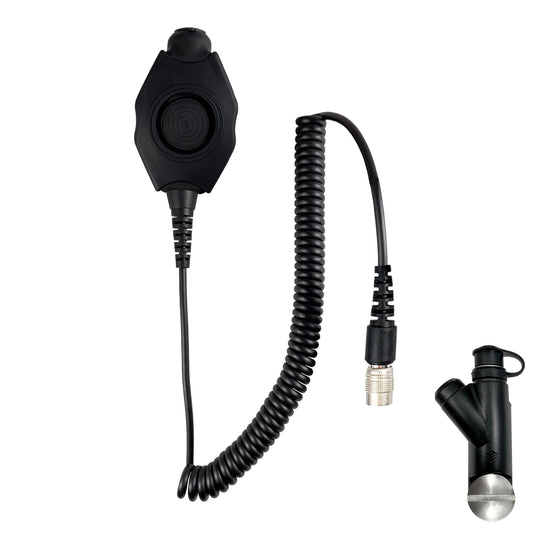 Tactical Radio Amplified PTT for Headset w/ Quick Disconnect(Hirose): US/Civilian/"Peltor" Wiring, Select ComTac III, XPI Models & Select Helicopter Headsets - Harris: XL-150/P, XG-100/P, XL-185/P/Pi, XL-200/P/Pi, XL-400