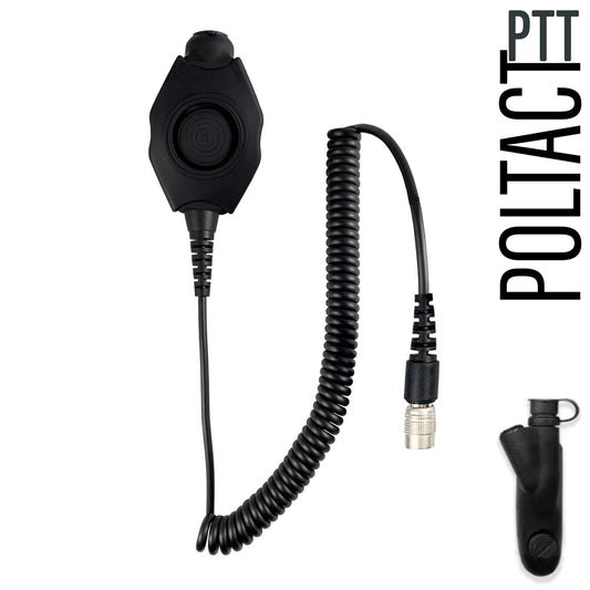 Tactical Radio Amplified PTT for Headset w/ Quick Disconnect(Hirose): NATO/Military Wiring, Gentex, Ops-Core, OTTO, 3M Peltor ComTac, XPI, MSA, Helicopter, & More - Motorola: HT750/1250/1550, MTX850/950/960/8250/9250, PR860 & More