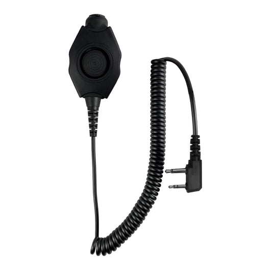 Tactical Radio Adapter/PTT for Headset(Hirose)(w/ Electret Mic): NATO/Military Wiring, OTTO, 3M Peltor ComTac, XPI, Helicopter, & More - For Midland 2-Pin Radios (GXT/LXT Series)