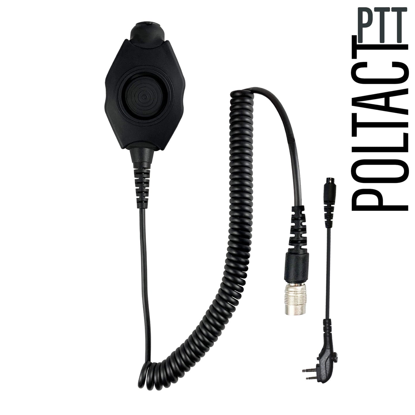 Tactical Radio Amplified PTT for Headset w/ Quick Disconnect(Hirose): US/Civilian/"Peltor" Wiring, Select ComTac III, XPI Models & Select Helicopter Headsets - Hytera PD-501, PD-562, PD4 Series, TC-Series