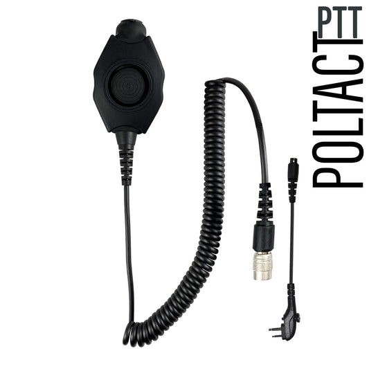 Tactical Radio Amplified PTT for Headset w/ Quick Disconnect(Hirose): US/Civilian/"Peltor" Wiring, Select ComTac III, XPI Models & Select Helicopter Headsets - Hytera PD-501, PD-562, PD4 Series, TC-Series