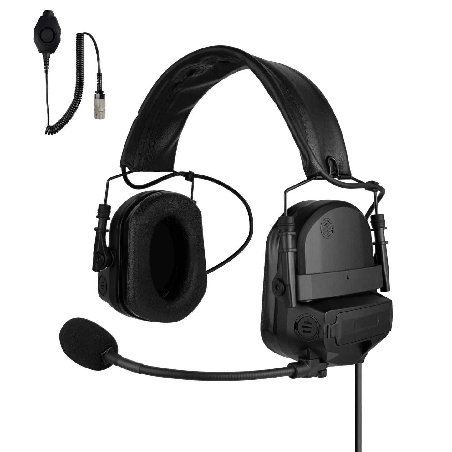 PolTact V2 Tactical Comms Helmet Headset w/ Active Hearing Protection - Harris/Thales/Tri- PRC, Falcon Series, MBITR Series, (NATO U229/U329 Connector)