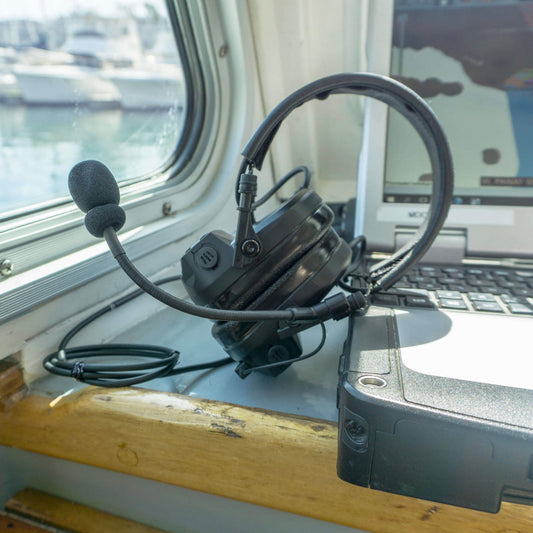 PolTact V1 Tactical Comms Headset w/ Active Hearing Protection & Quick Disconnect (Hirose) Adapter - EF Johnson VP5000 VP6000 VP8000 Series
