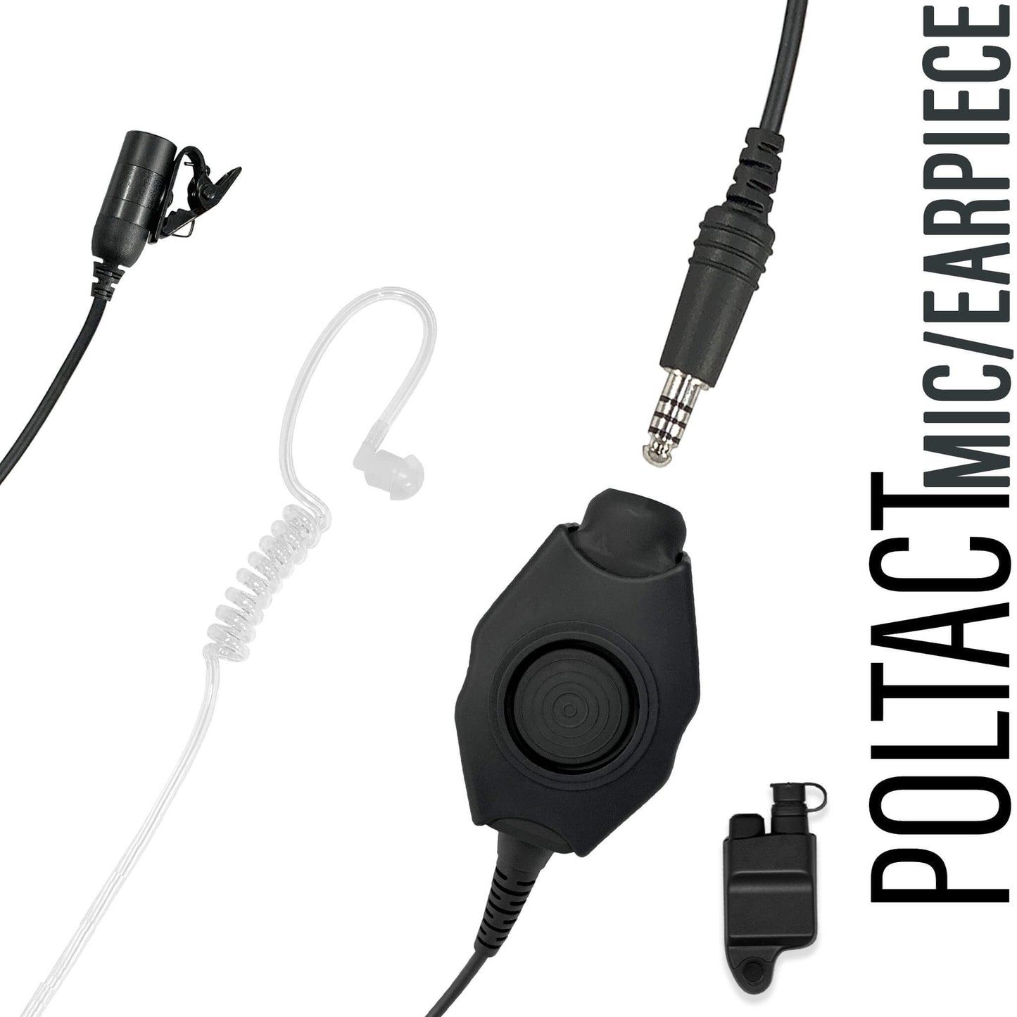Tactical Mic / Earpiece / Tactical PTT Adapter Kit With Quick Disconnect (Hirose) Connector - Harris & M/A-Com 700P/Pi, 710P, P5100 / P7100 / P7200 Series & More