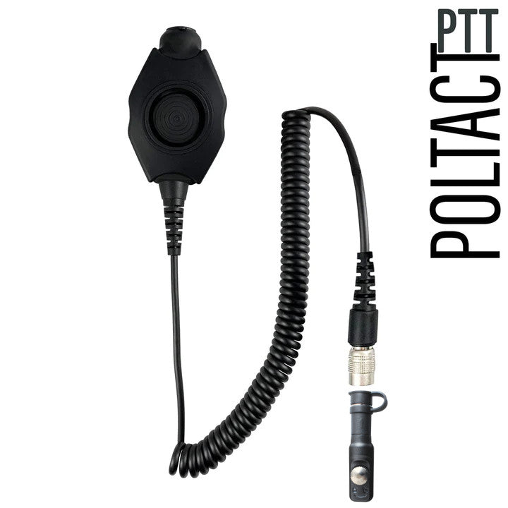 Tactical Radio Adapter/PTT for Headset w/ Quick Disconnect(Hirose): US/Civilian/"Peltor" Wiring, Select ComTac III, XPI Models & Select Helicopter Headsets - Hytera PT-580, PD7 Series, PD982 & More