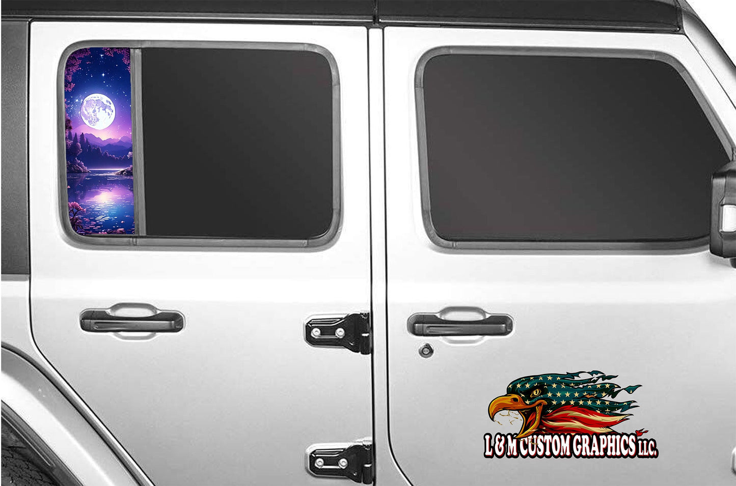 Side door window decal purple moon 198