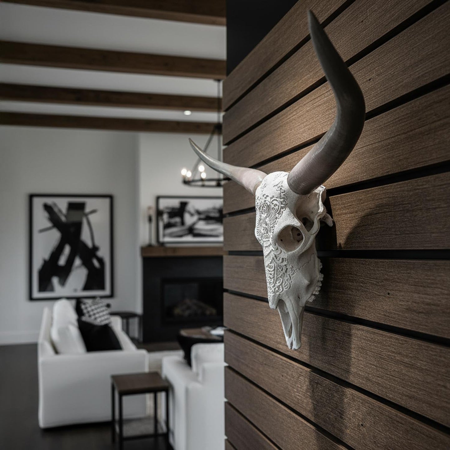 ADG42 Faux Steer Skull and Horns Western Wall Decor