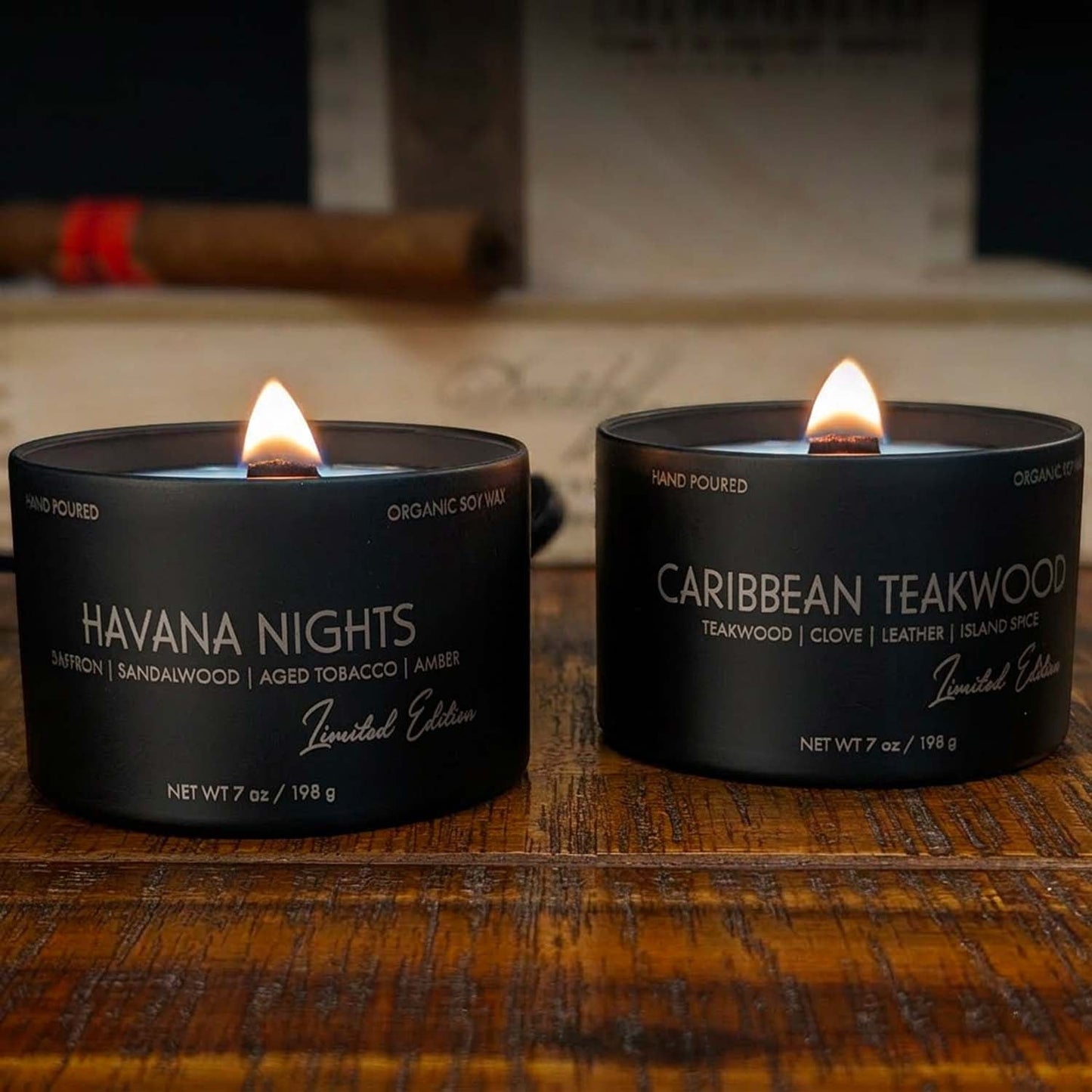 2 Wood Wick Candle Set for Men | Masculine Scent | Gift Box