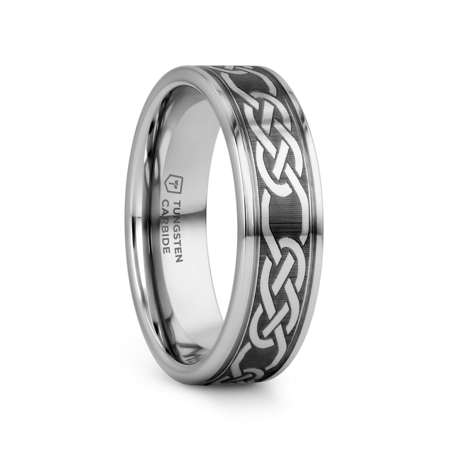 PALATINE Laser Engraved Tungsten Ring with Celtic Pattern - 6mm - 10mm
