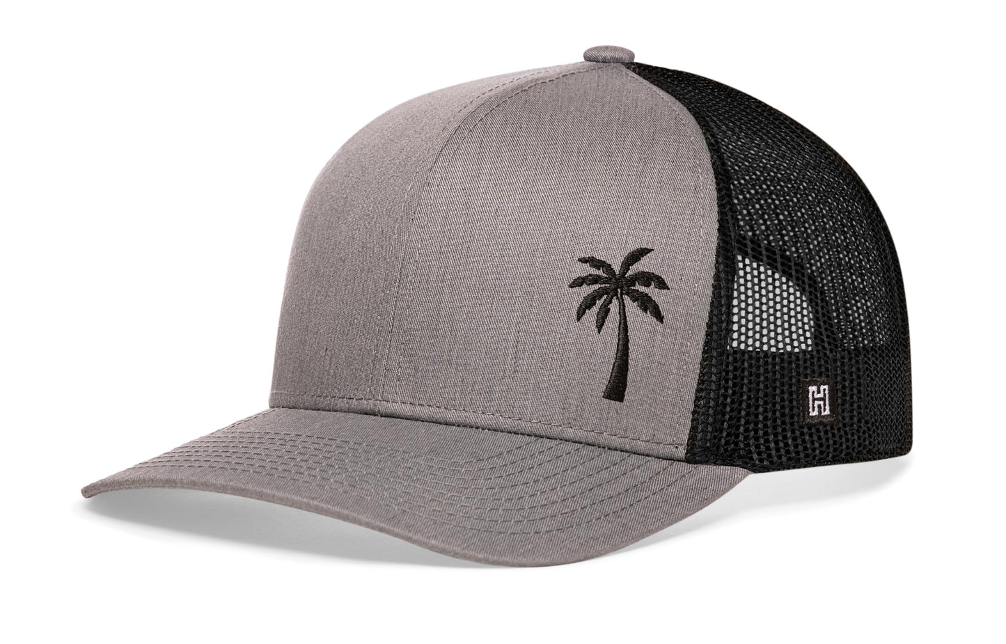 Palm Tree Trucker Hat  |  Gray-Black Island Snapback