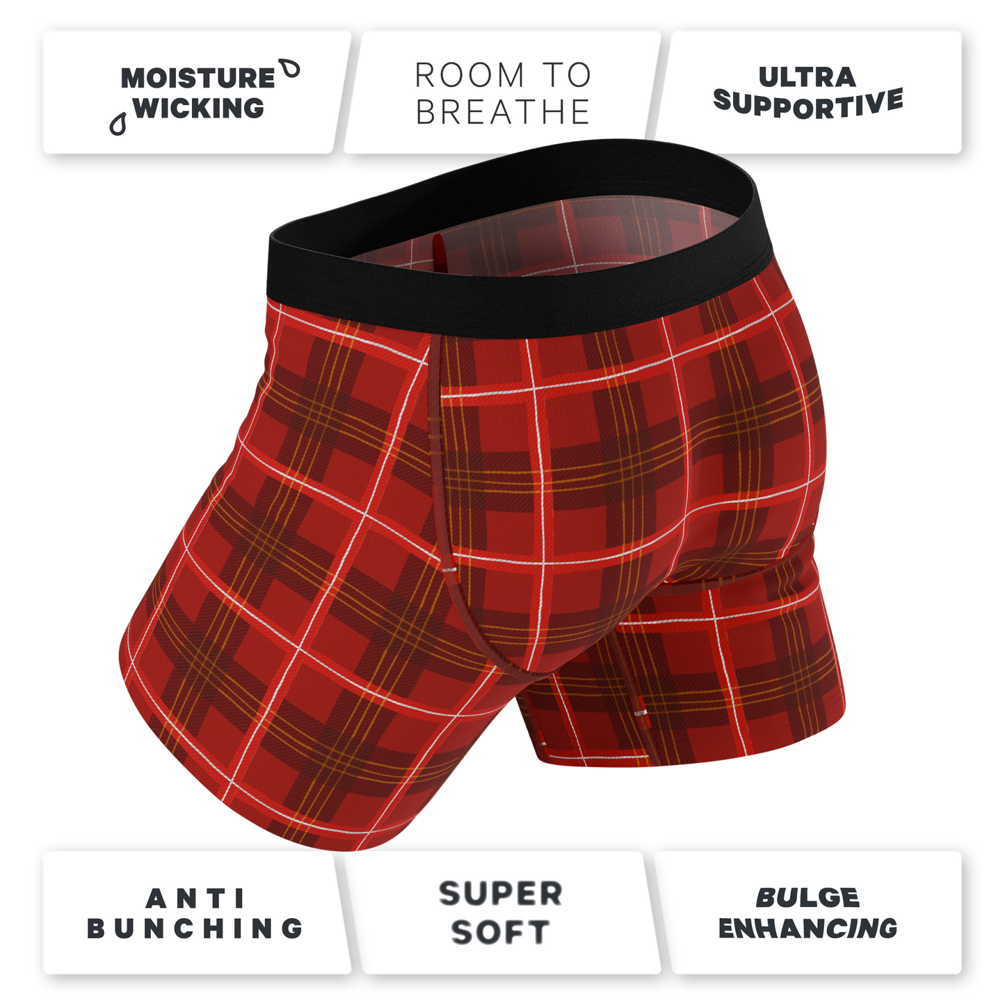 The Partridge | Red Cozy Plaid Ball Hammock® Pouch Underwear