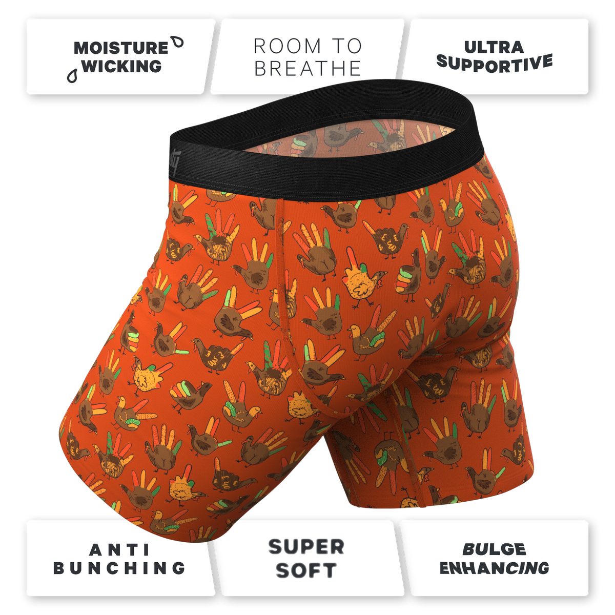 The Party Fowl | Thanksgiving Turkey Ball Hammock® Boxer - Long Leg