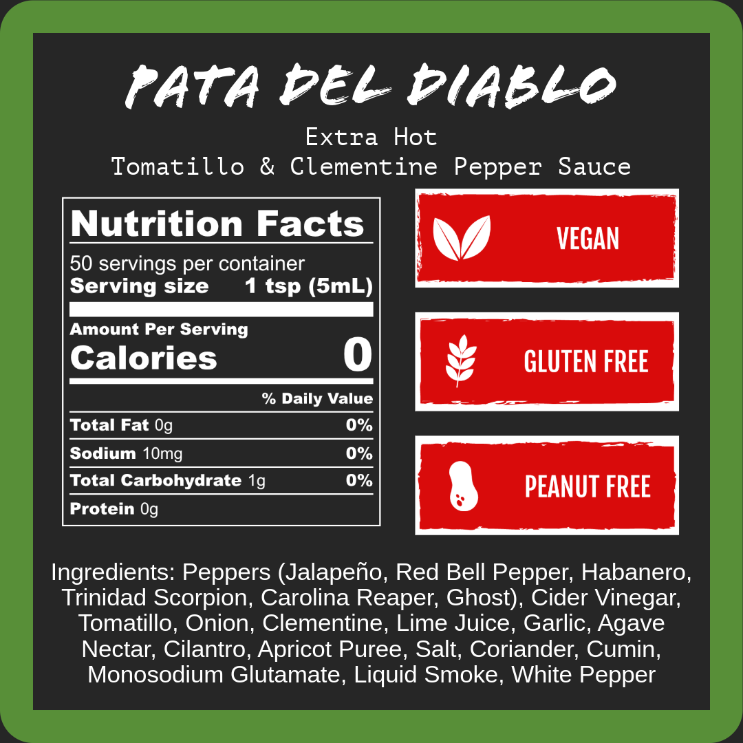 Pata del Diablo - Extra Hot Tomatillo & Clementine Pepper Sauce (9oz)