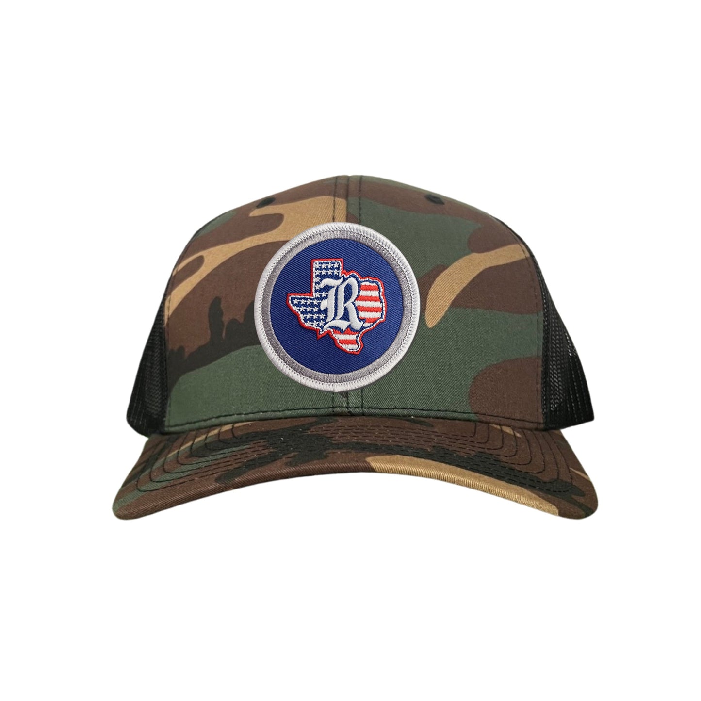 Rice University / State of Texas American Flag Circle Patch / Curved Bill Mesh Snapback / 165 / Rice001 / MM