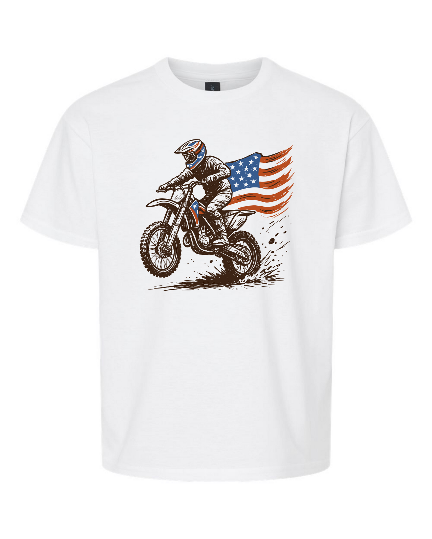 American Flag Dirt Biker Youth T-Shirt