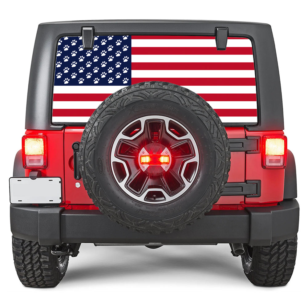 Paws Old Glory Rear Window Decal