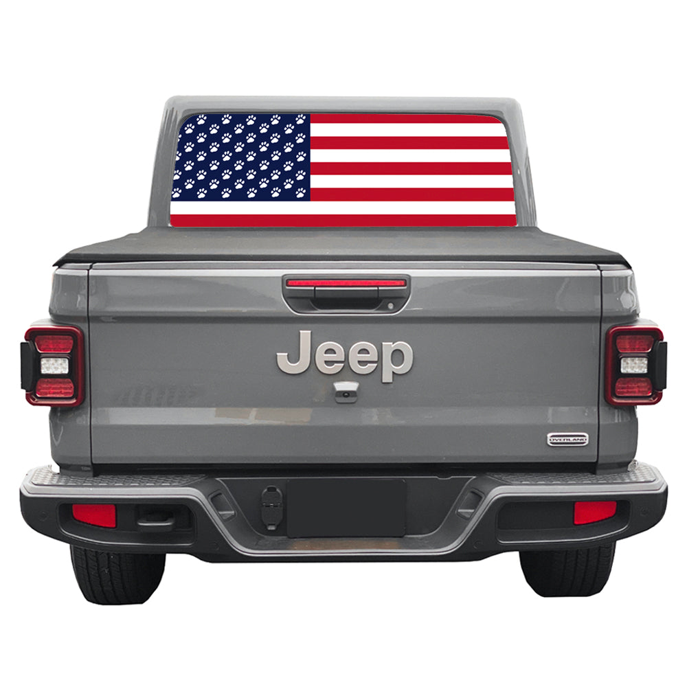 Paws Old Glory Rear Window Decal