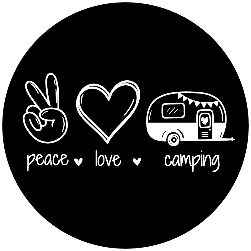 Peace â€¢ Love â€¢ Camping Spare Tire Cover for RV and Campers