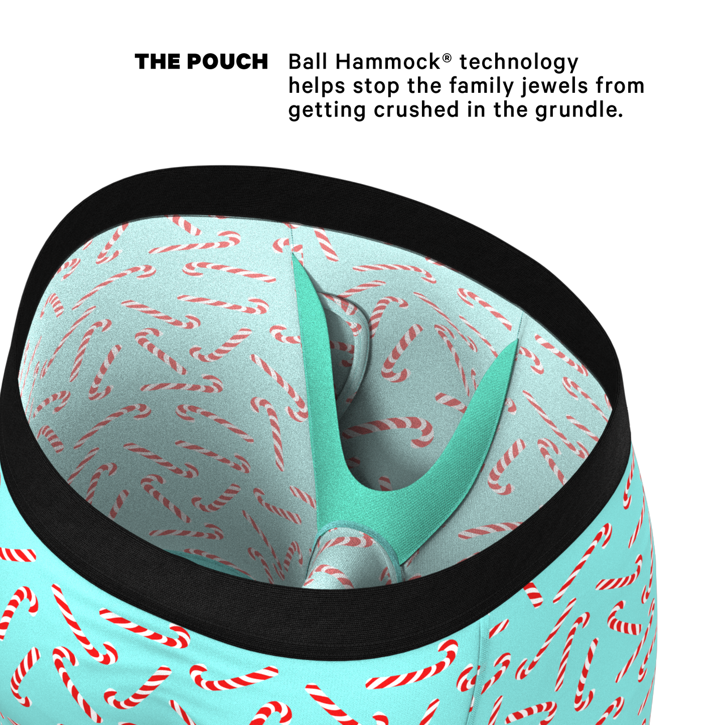 The Peppermint Pimp Canes | Candy Cane Long Leg Ball Hammock® Pouch Underwear With Fly