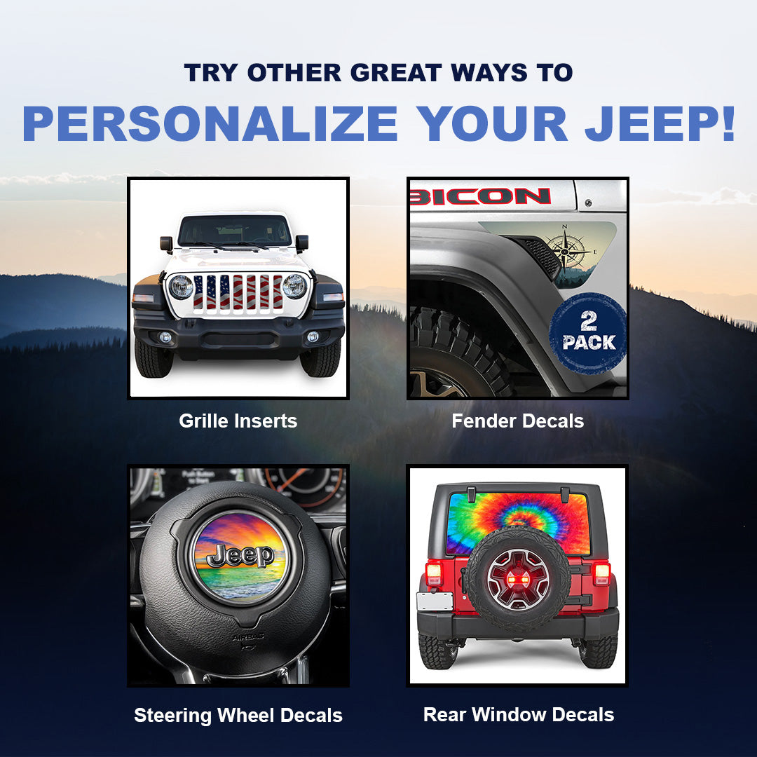 Wavy Old Glory Side Windows Printed Vinyl Decal