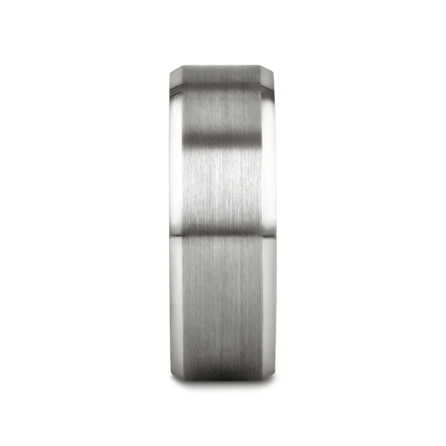 PETERSBURG Brushed Center White Tungsten Ring with Beveled Edges - 4mm - 10mm