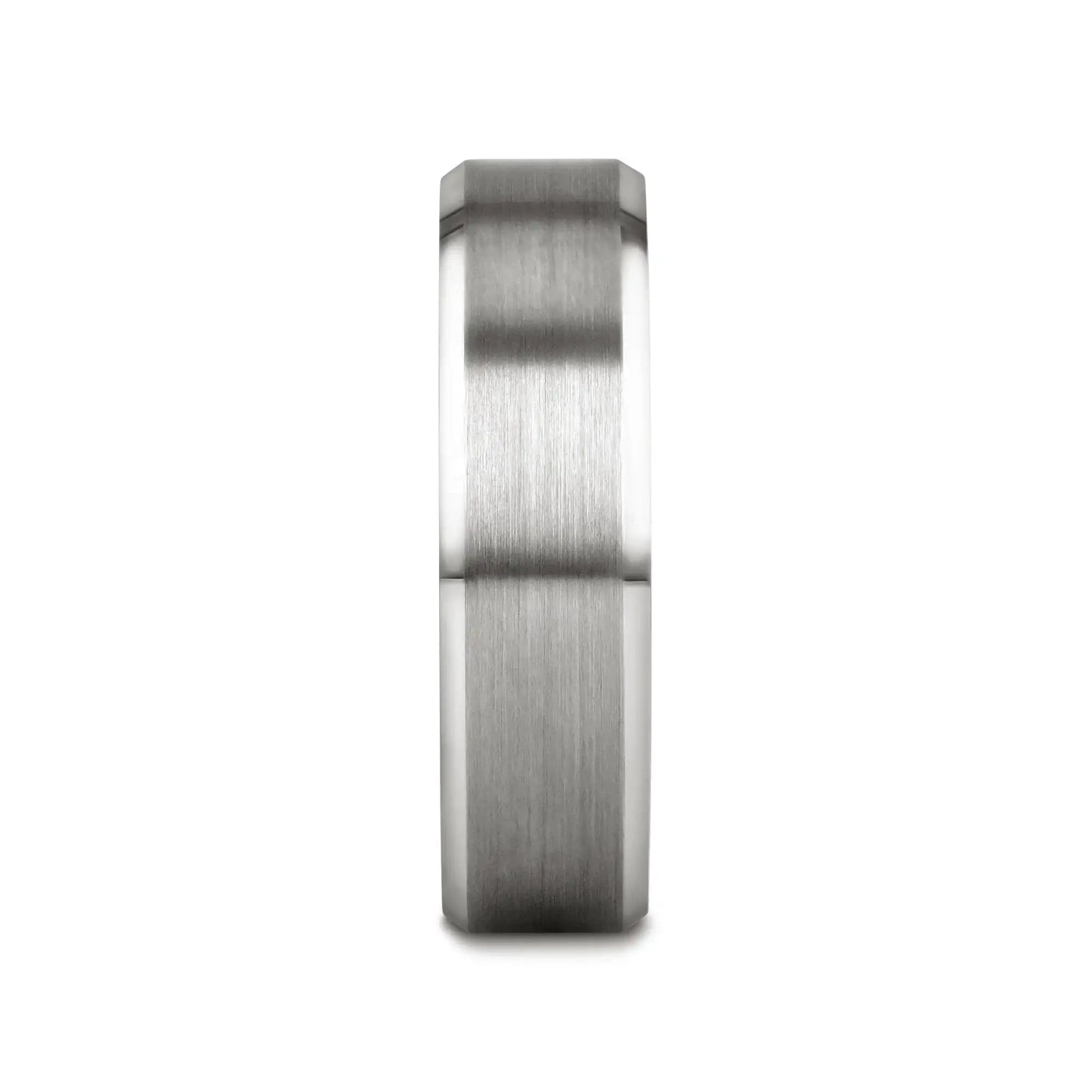 PETERSBURG Brushed Center White Tungsten Ring with Beveled Edges - 4mm - 10mm
