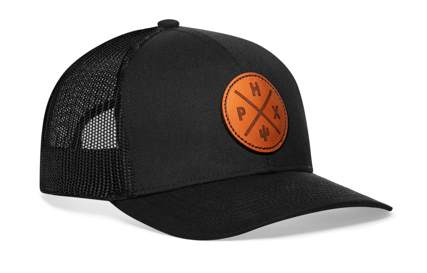 Phoenix Trucker Hat Leather  |  Black PHX X Snapback