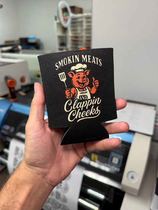 Smokin Meats and Clappin Cheeks Koozie