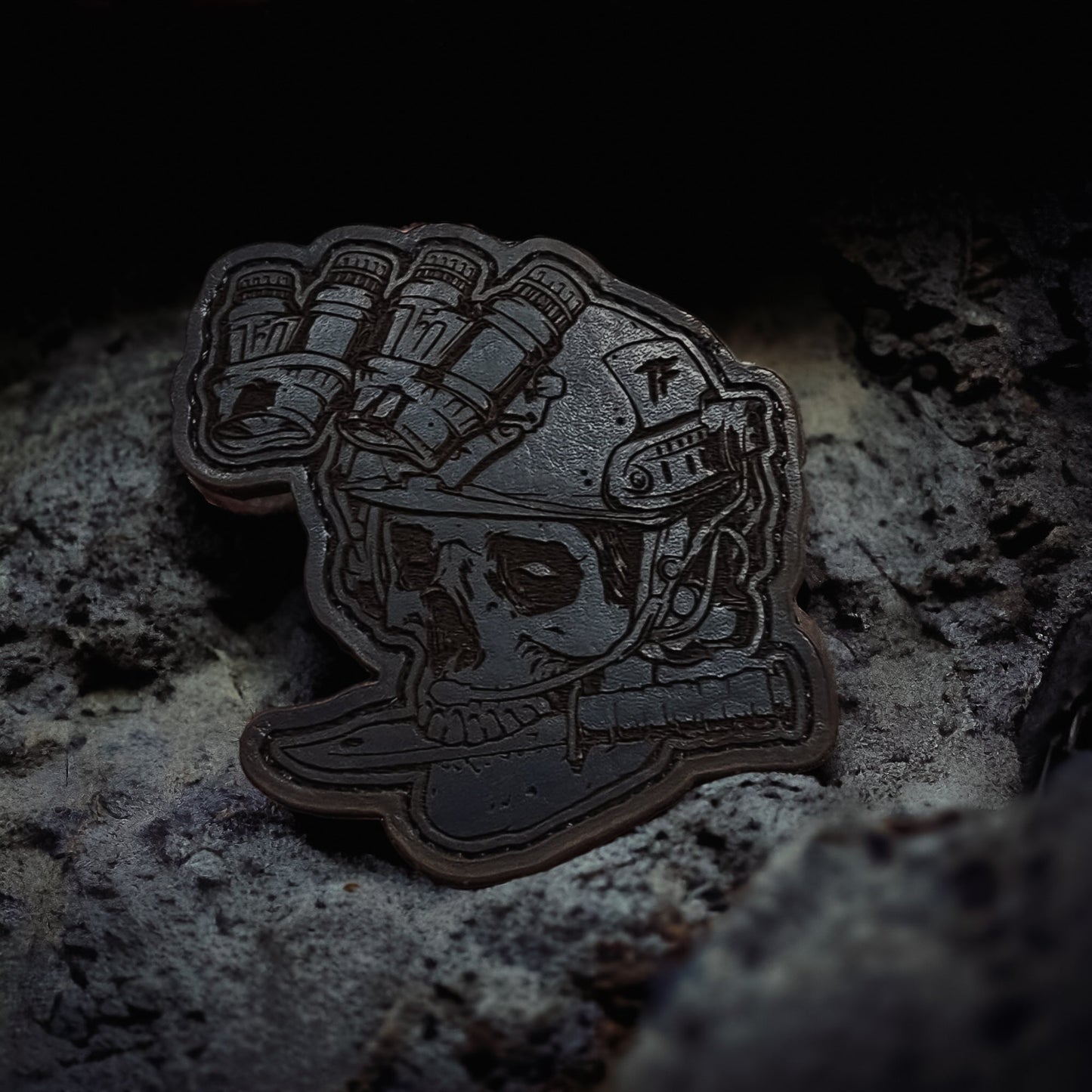 Echoes Of War - 4" x 4" - Dark Blue Leather Velcro Morale Patch