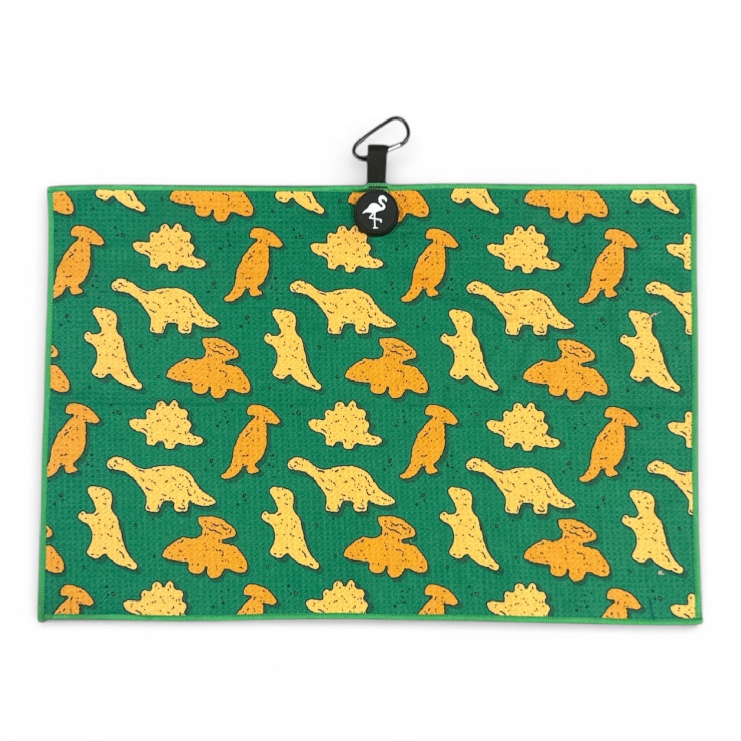 Green Dino Nugget Golf Towel | Premium Double-Sided Microfiber | Heavy-Duty Magnetic Towel with Carabiner Clip | 24 x 16 in