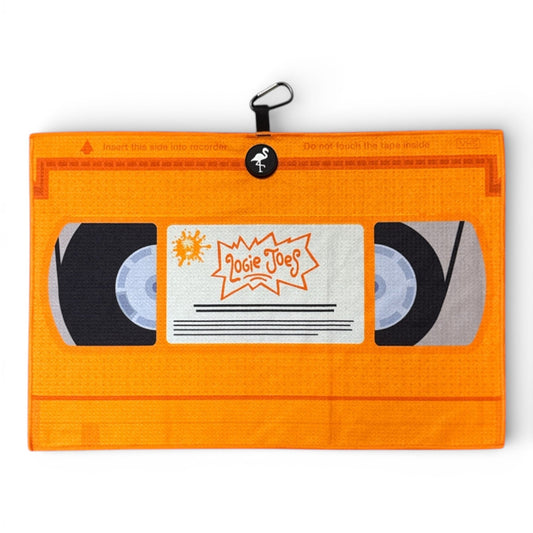 Nostalgic 90s VHS Golf Towel | Premium Double-Sided Microfiber | Heavy-Duty Magnetic Towel with Carabiner Clip | 24 x 16 in