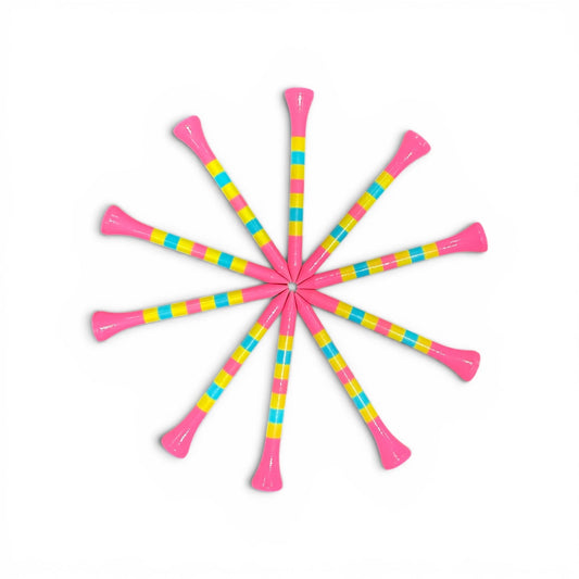 Pink Green Blue Stripe Premium Wooden Golf Tees | 2 3/4” Standard Size | 45 Pack Set | Durable Painted Wood Tees | Unique Designs