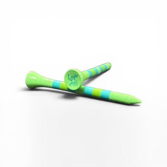 Green Blue Stripe Premium Wooden Golf Tees | 2 3/4” Standard Size | 45 Pack Set | Durable Painted Wood Tees | Unique Designs