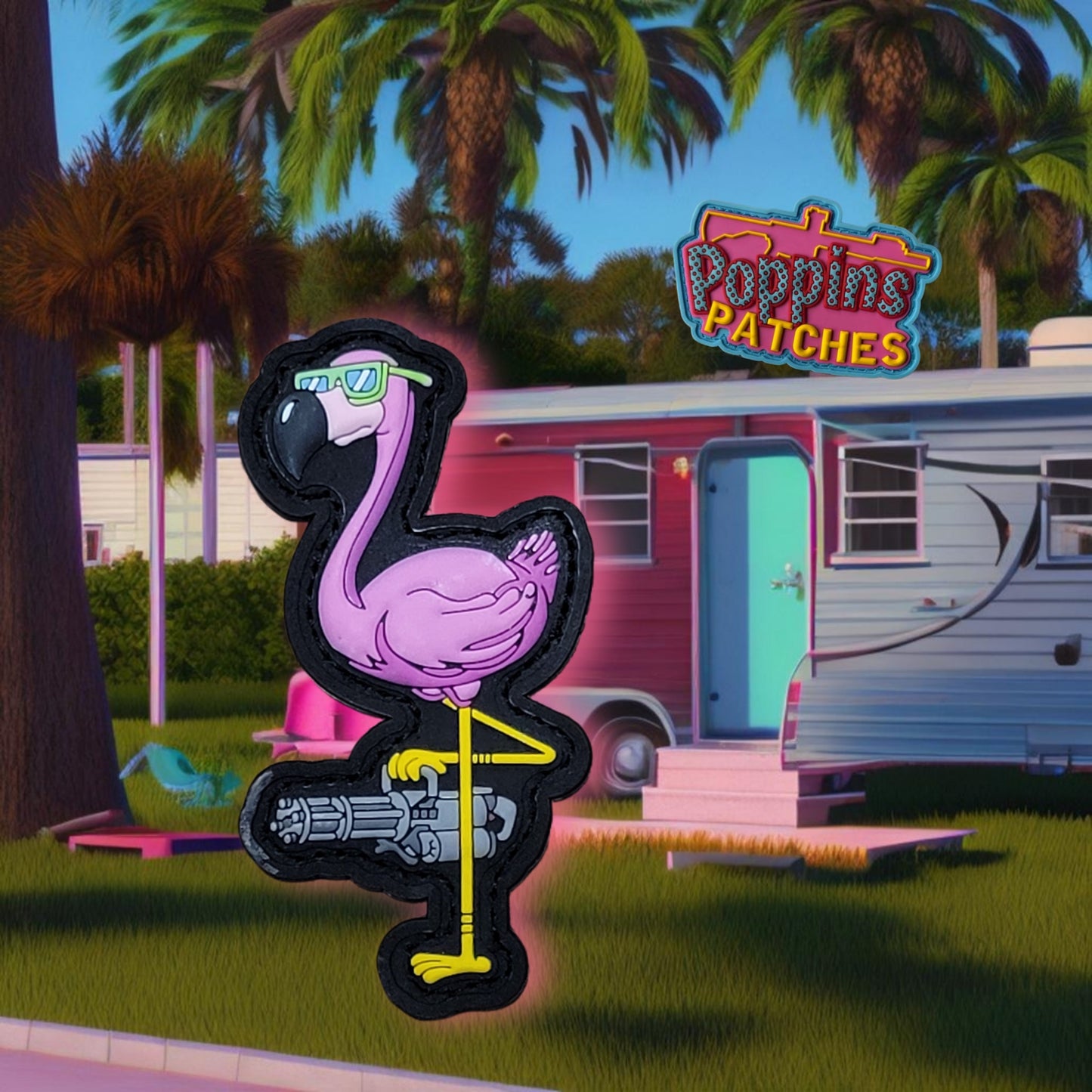Mini Gun Flamingo Morale Patch