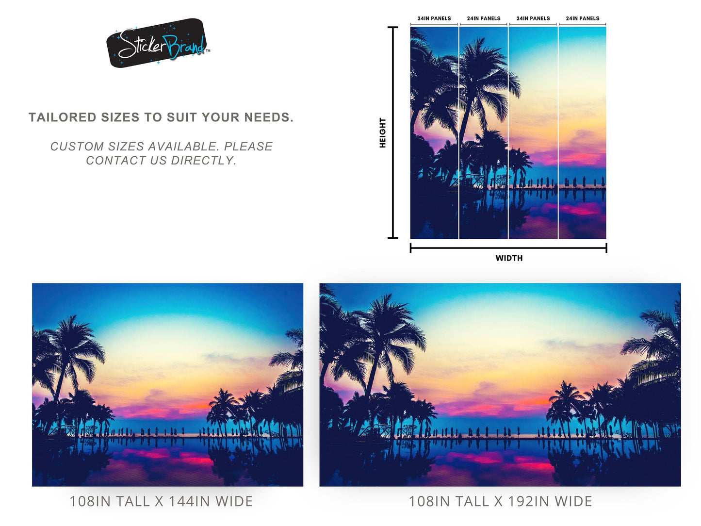 Tropical Night Wallpaper Mural – Miami Sunset Over Resort Pool & Beach. #6915
