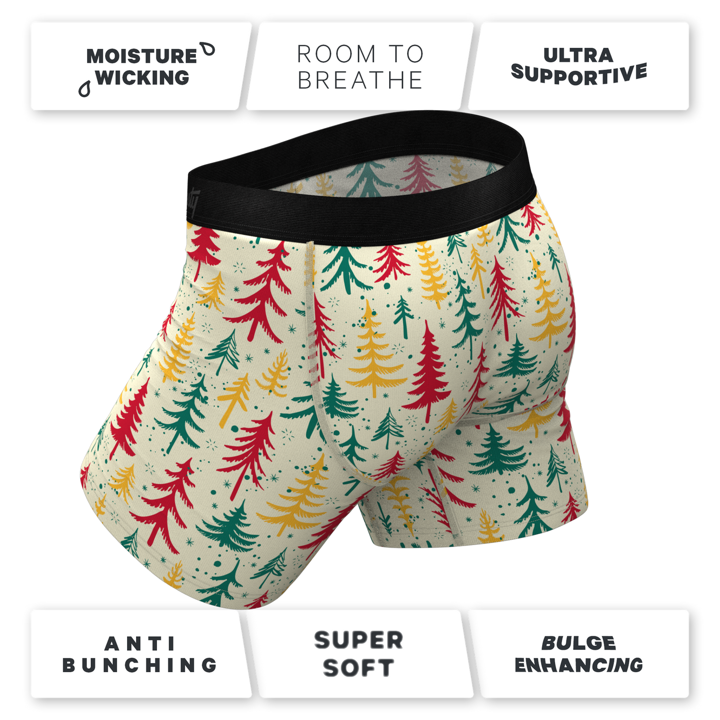 The Pine Tree Playboy | Retro Christmas Trees Ball Hammock® Pouch Underwear