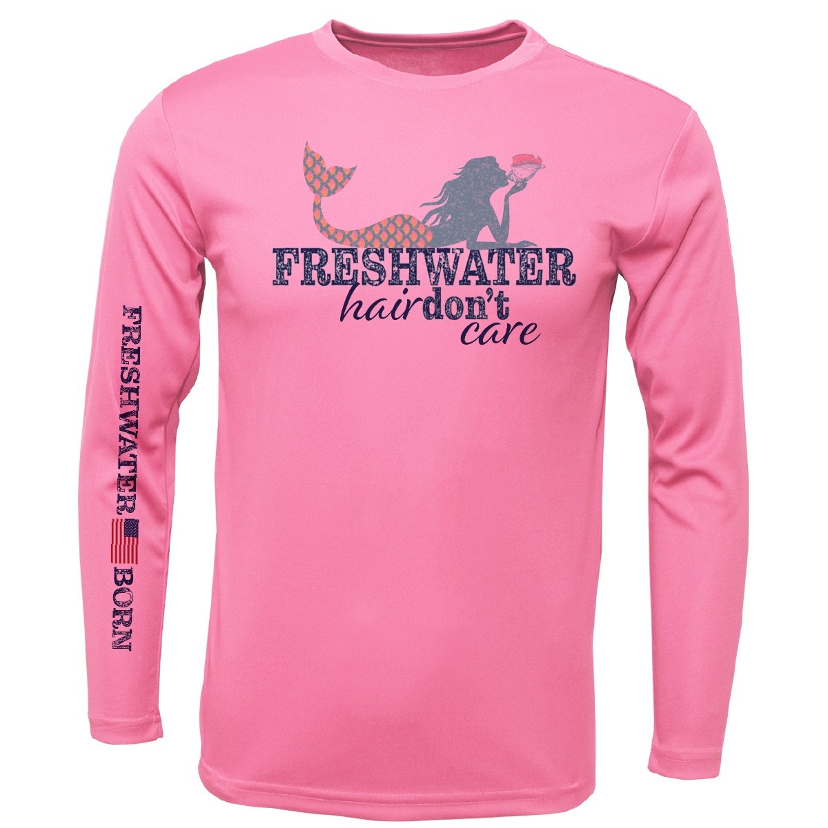 Florida "Freshwater Hair Don't Care" Girl's Long Sleeve UPF 50+ Dry-Fit Shirt