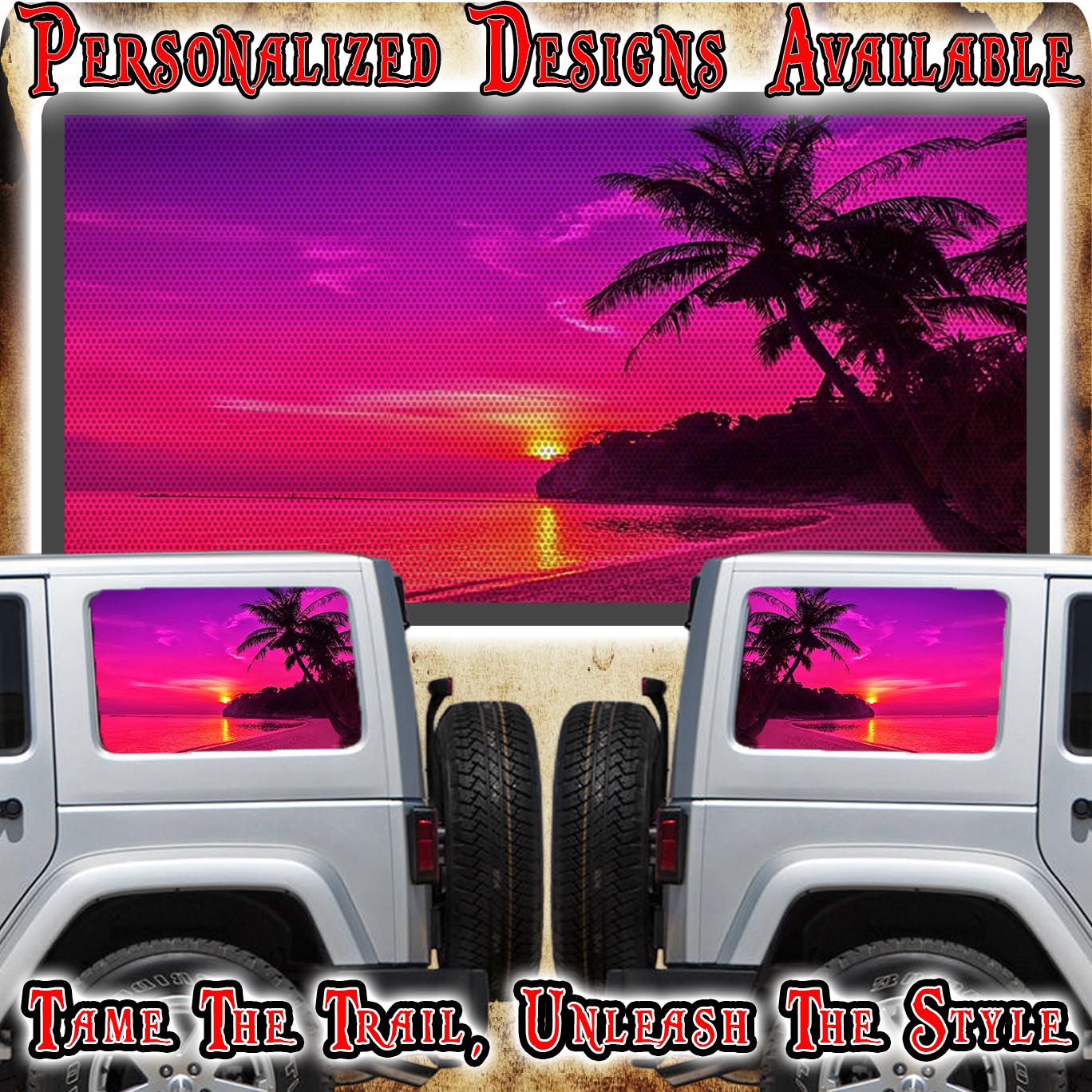 sunset Rear quarter window see through graphic.