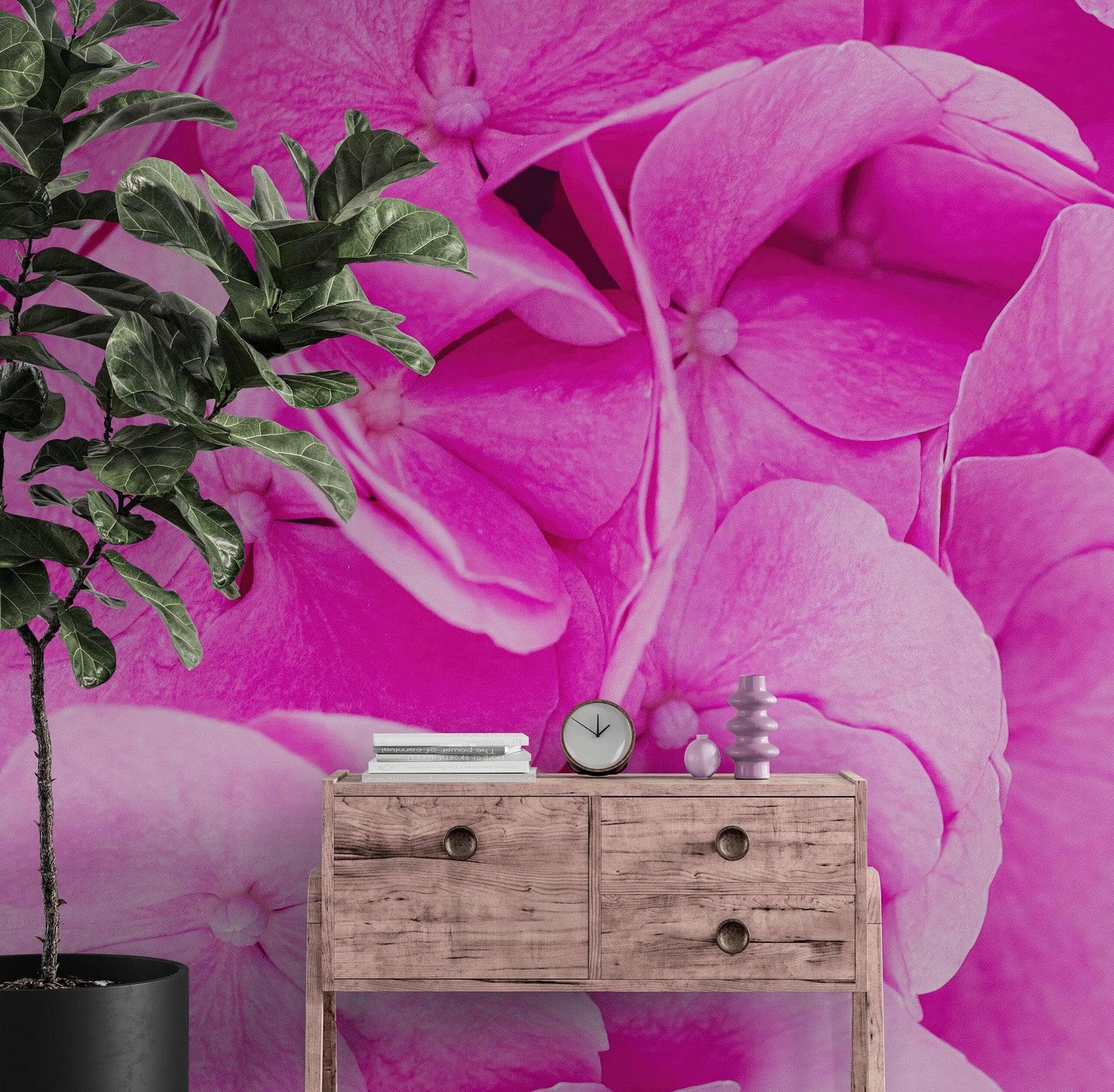 Pink Flowers Floral Wallpaper Mural. #6776