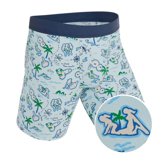 The Pirate's Booty | Naughty Map Long Leg Ball Hammock® Pouch Underwear With Fly