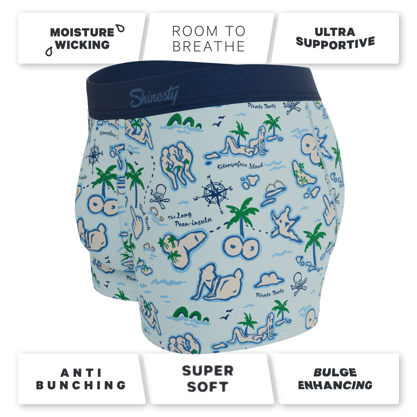 The Pirate's Booty | Naughty Map Ball Hammock® Pouch Trunks Underwear