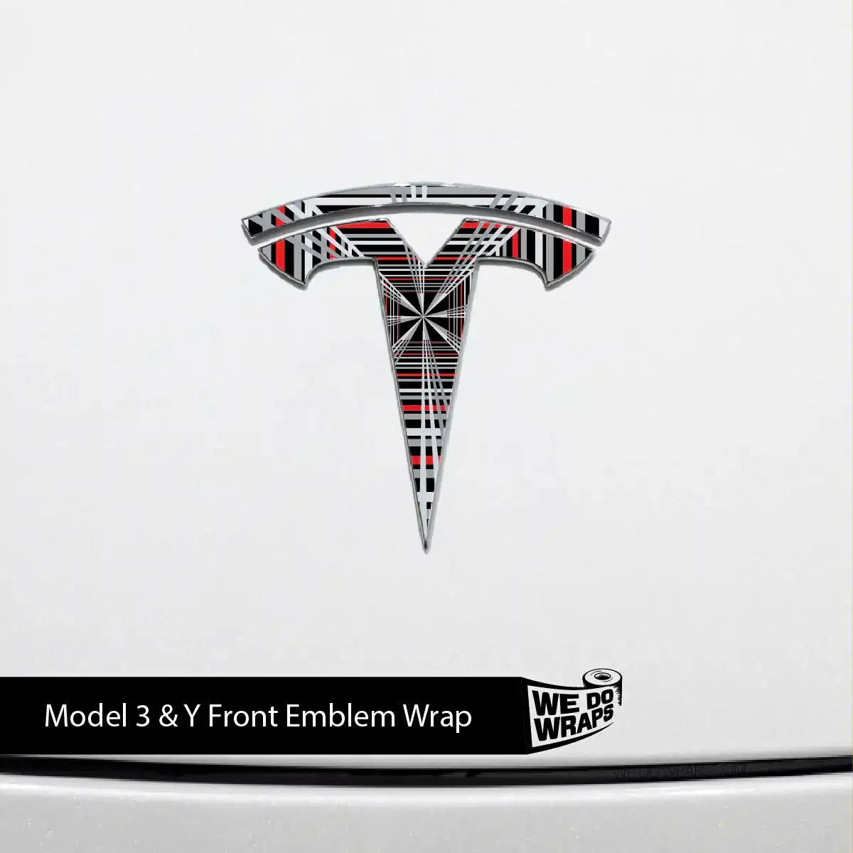 Plaid Performance Mode Tesla Emblem Decals (Front + Back) | Model 3